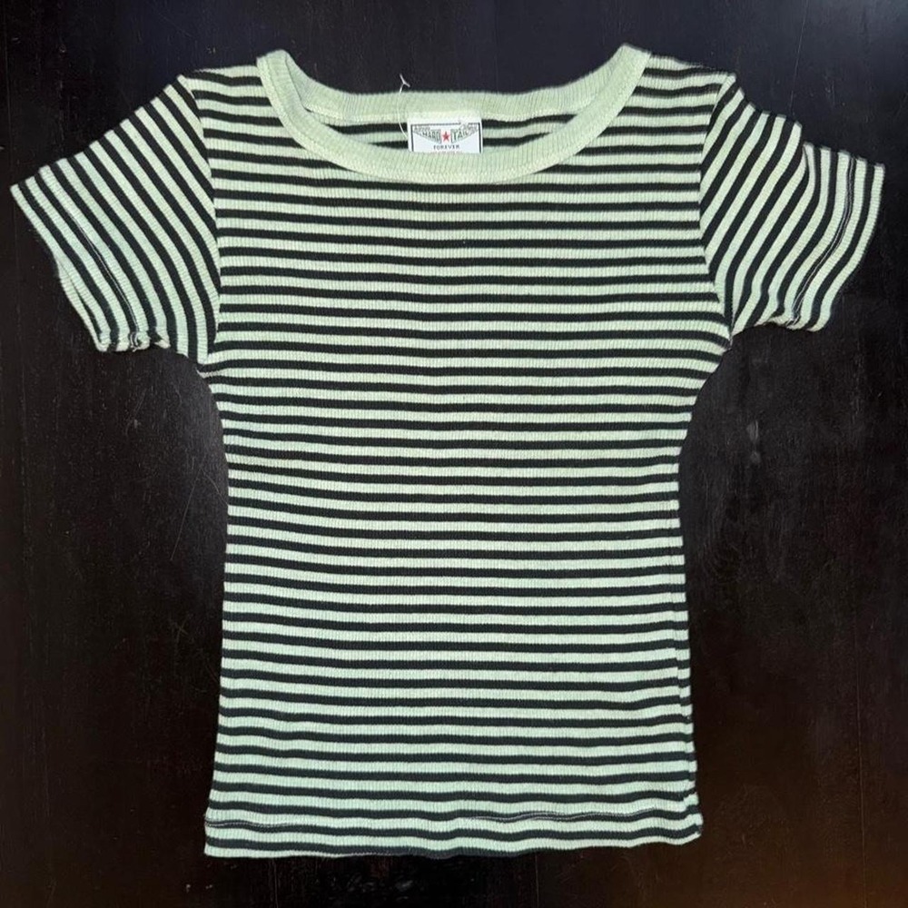 Hard Tail black and light green striped t shirt'
